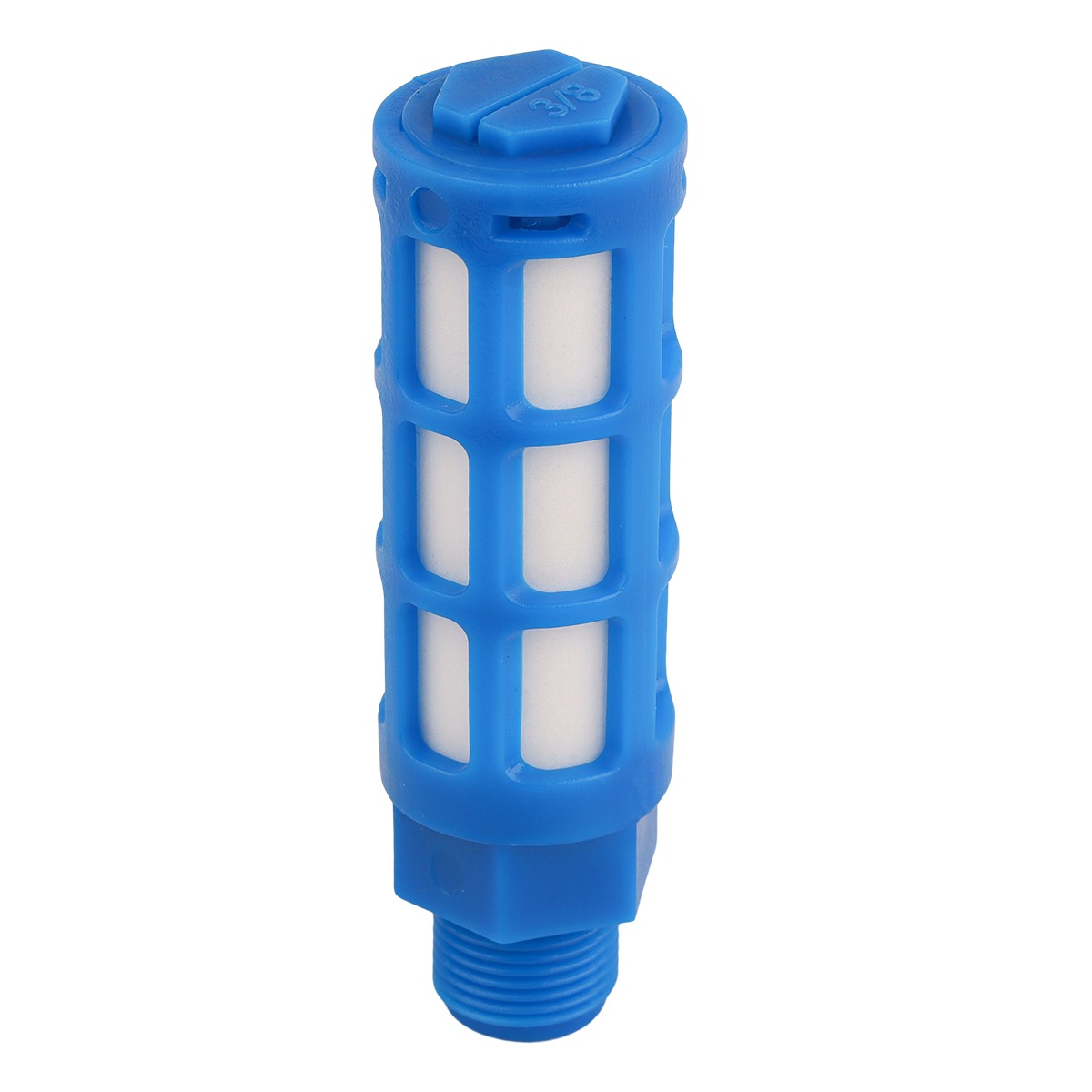 3/8" M Plastic Breather Silencer Blue