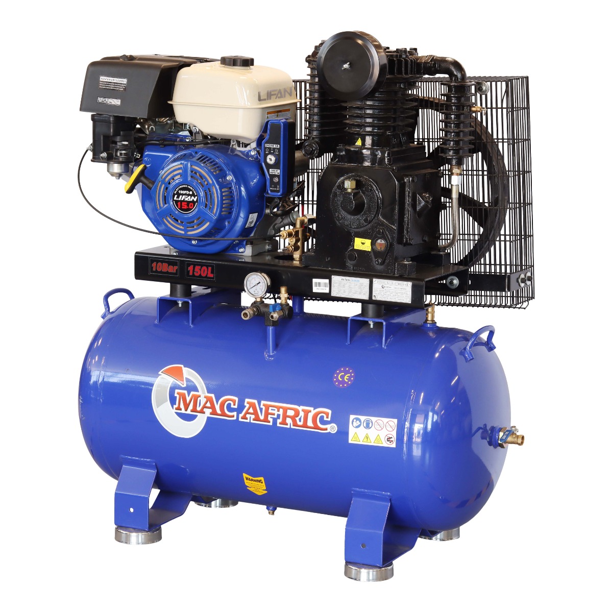 MAC AFRIC 150 Litre 10.5 KW (15 HP) Petrol Belt Driven Compressor