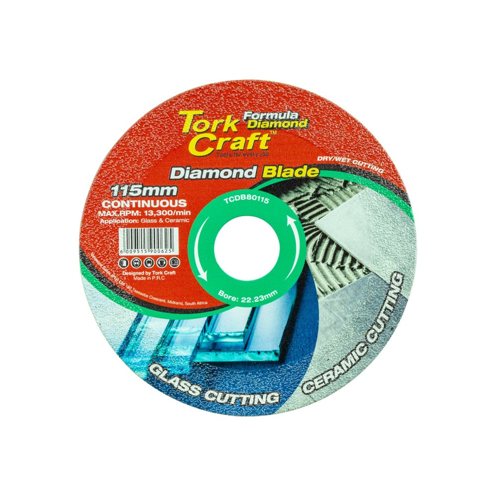 DIAMOND BLADE 115MM CONT. RIM GLASS/TILE/STONE CLADDING