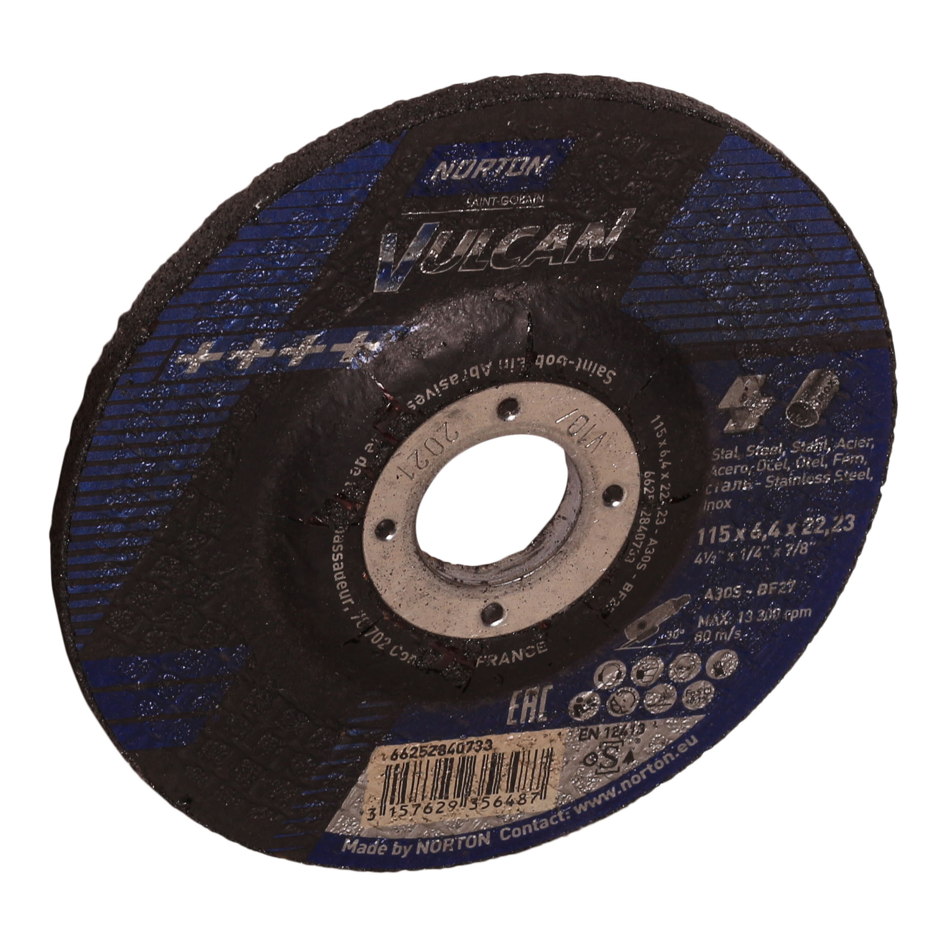 NORTON VULCAN (115 x 6,4 x 22,23 MM) Abrasive Grinding Disc with METAL INOX