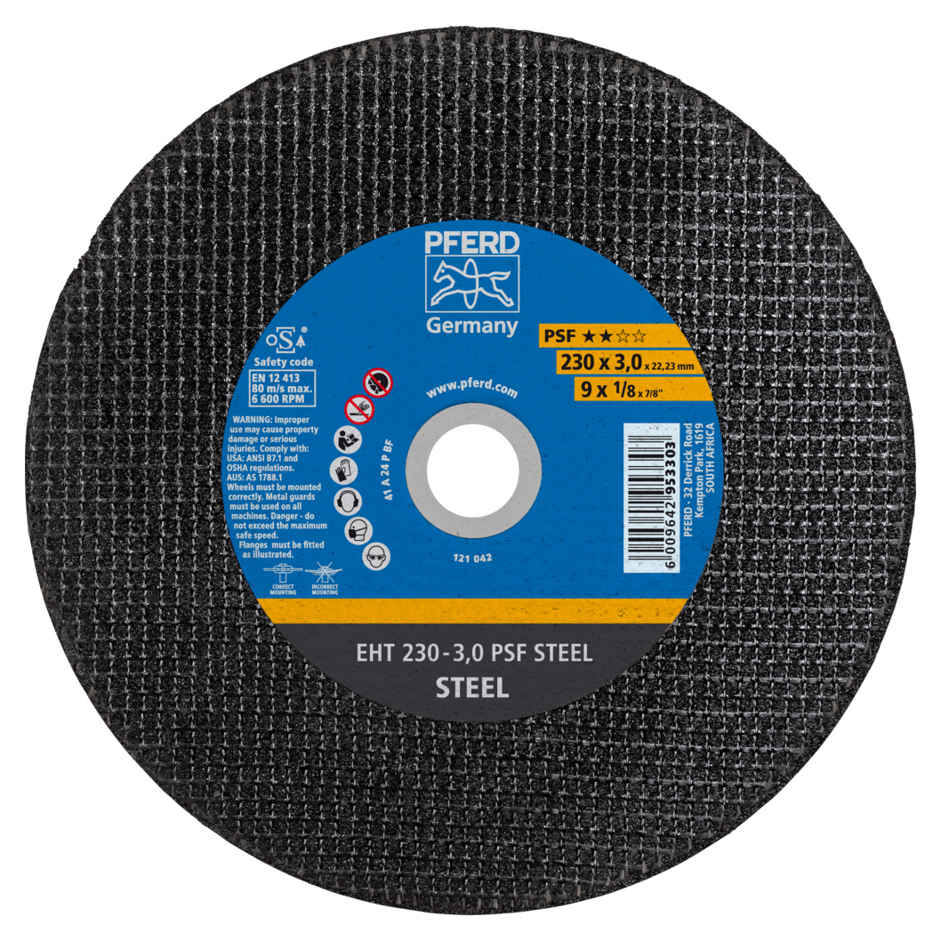 PFERD Cut-off wheel EHT 230x3.0x22.23 mm flat Universal Line PSF STEEL for steel