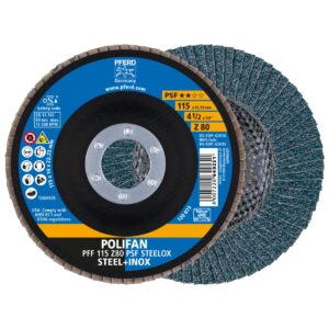 POLIFAN flap disc PFF 115x22.23 mm flat Z80 Universal Line PSF STEELOX steel/stainless steel