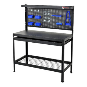 MAC AFRIC Folding Steel Work Table with 1-Drawer & Bottom Wire Shelf