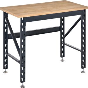 MAC AFRIC Work Table with Adjustable Footpads and Large Solid Wood Tabletop