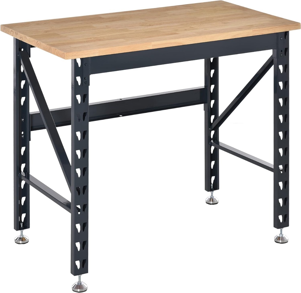 MAC AFRIC Work Table with Adjustable Footpads and Large Solid Wood Tabletop