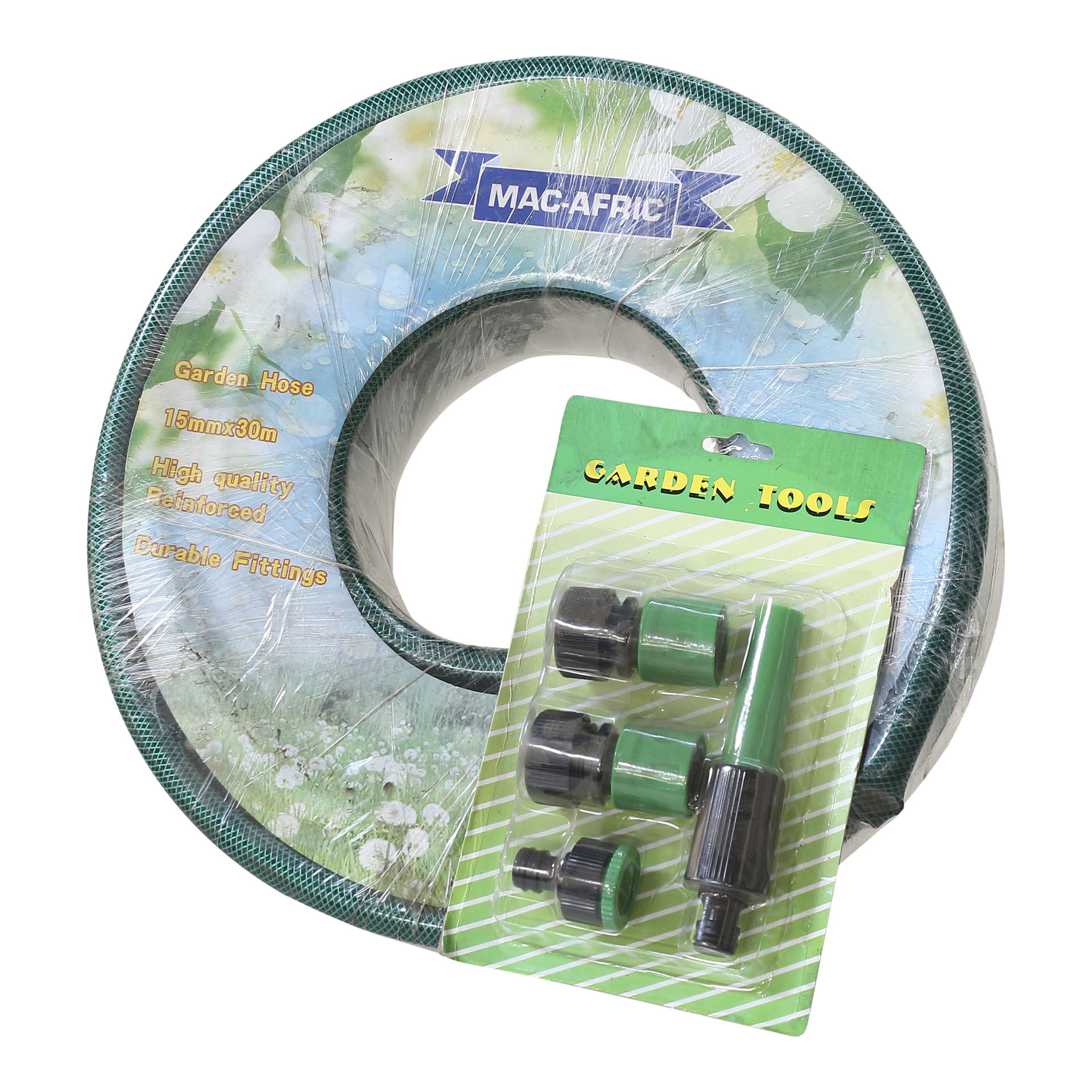 MAC AFRIC 15 MM x 30 M Garden Hose with 4 PCS Fitting Set