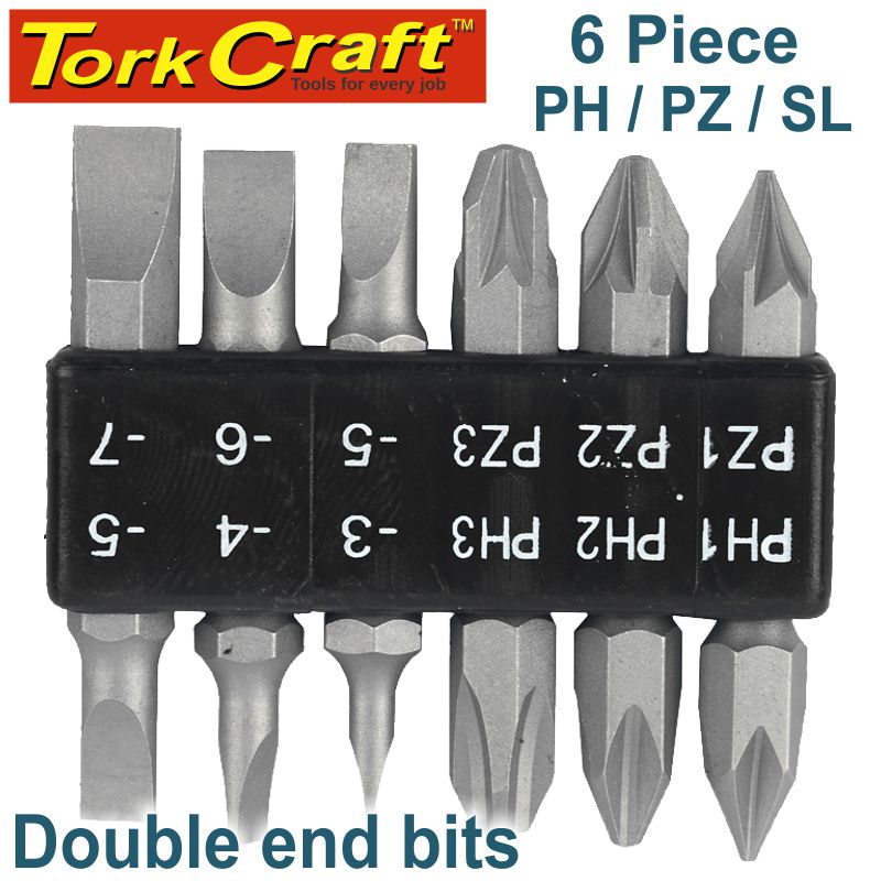 TORK CRAFT 6PCS 45MM Double Ended Bit Set