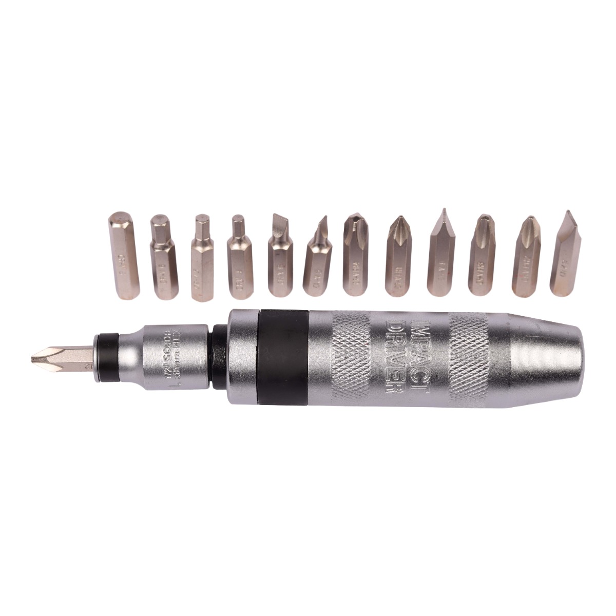 13pcs Impact Driver Set SL5, SL6, SL8, SL9, PH1, PH2 x2, PH3, PH4, H4, H5, H6, H8