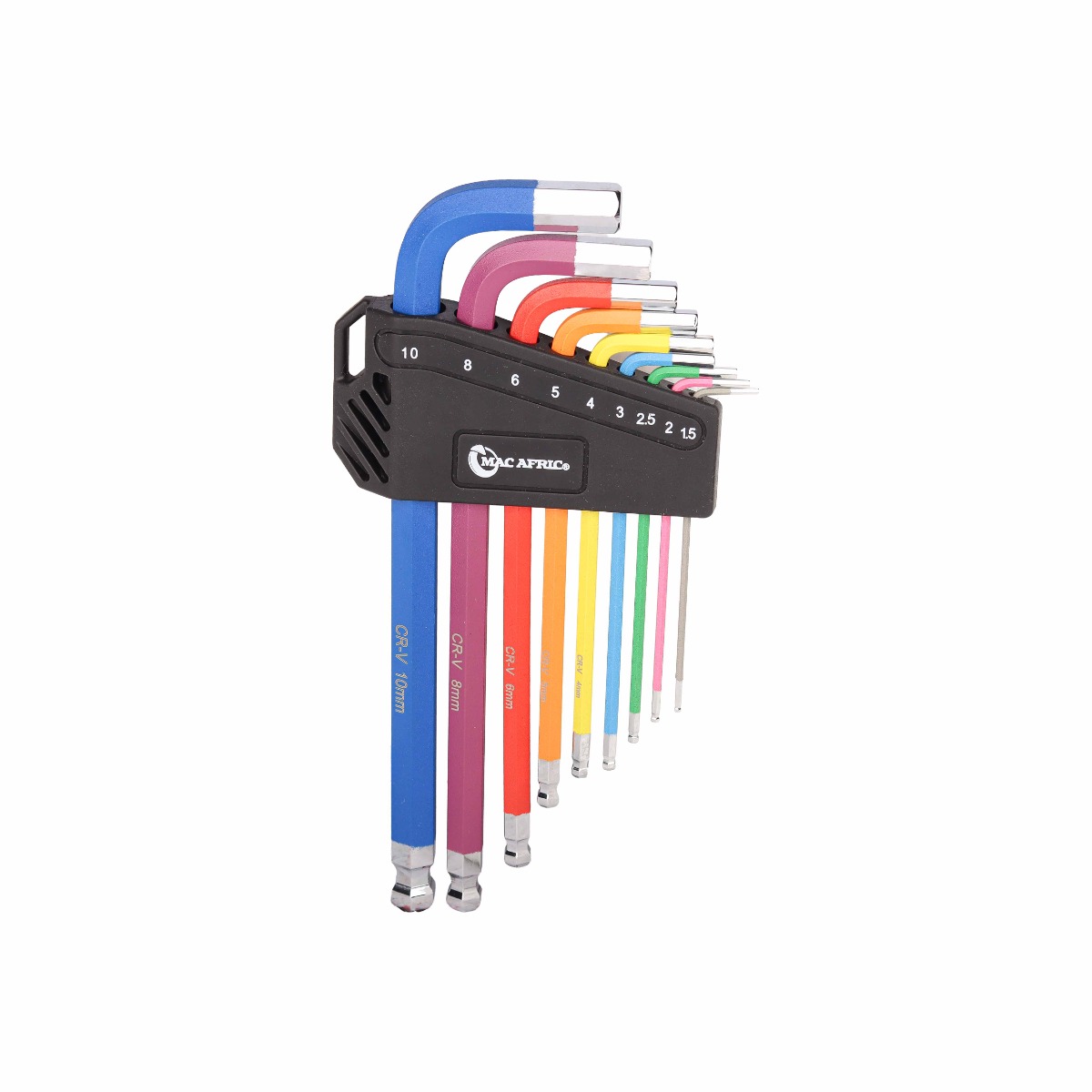 9PCS COLOUR LONG BALL-HEADED HEX WRENCH CRV