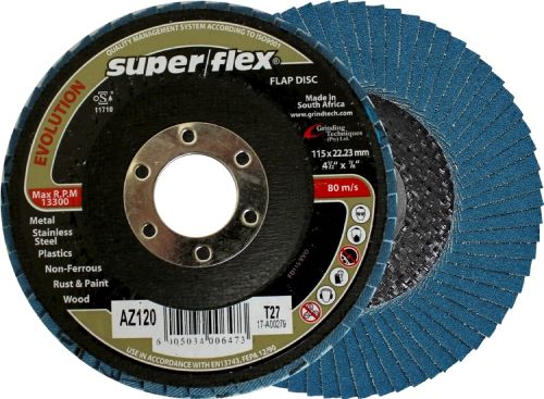 SUPERFLEX Industrial Zirconia Flap Discs 115x22mm - AZ120