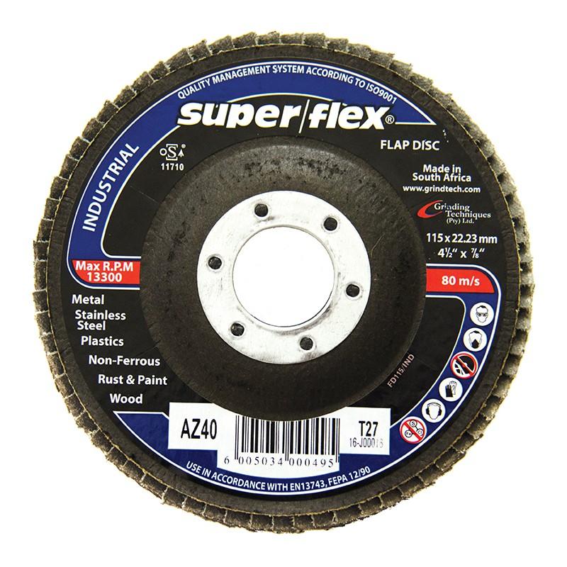 SUPERFLEX Industrial Zirconia Flap Discs 115x22mm - AZ40