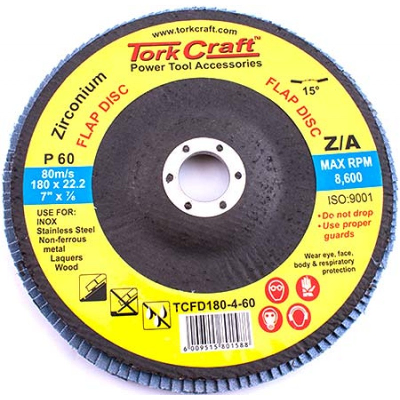 TORK CRAFT Zirconium Flap Sanding Disc 180 MM (Angled)