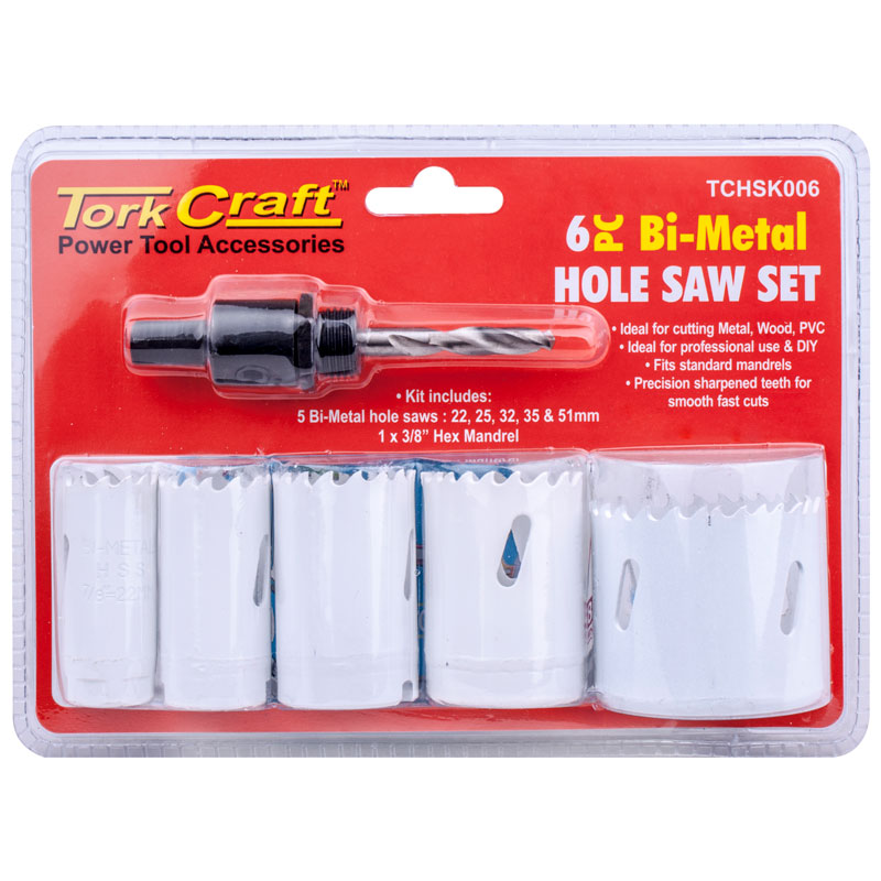 TORK CRAFT 6 PCS Bi-Metal Hole Saw Set