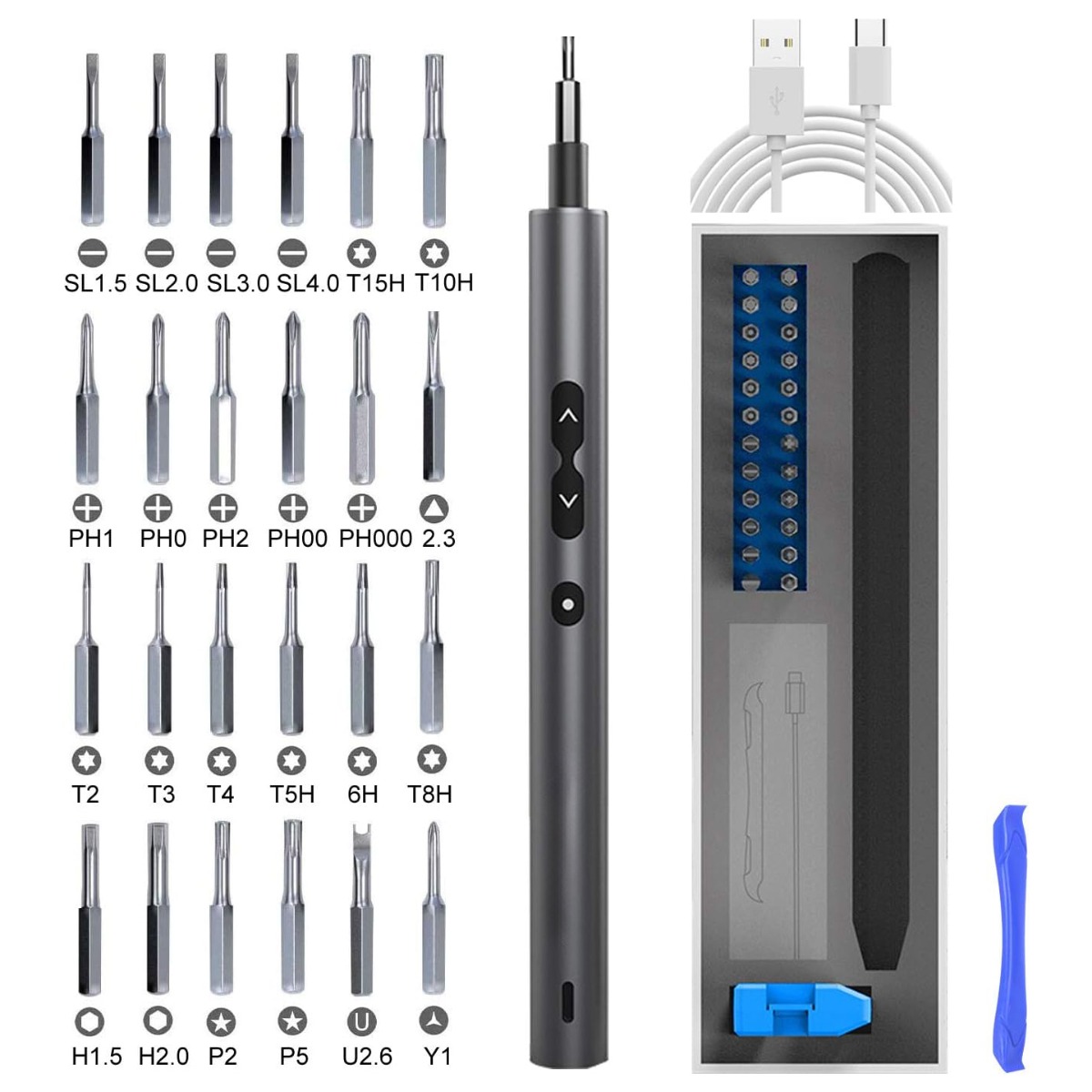 MAC AFRIC Cordless Mini Screwdriver: Rechargeable with Bits & LED