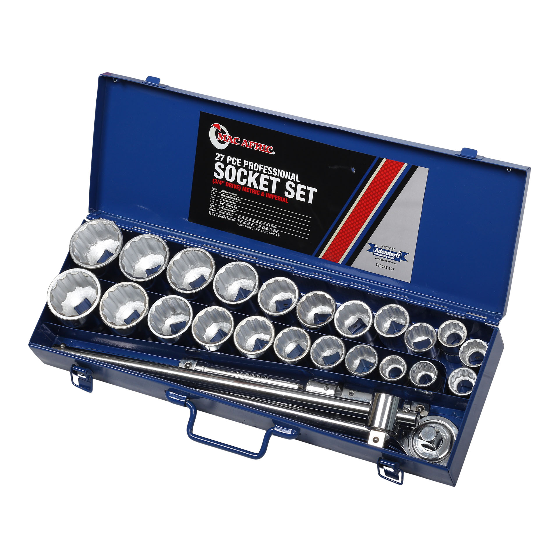 MAC AFRIC 3/4" IN Drive 27 PCS Imperial & Metric Heavy Duty Socket Set