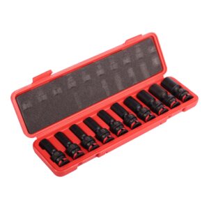 10Pcs 3/8" Dr. Deep Swivel Impact Socket Set