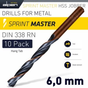 ALPEN 10pce HSS Sprint Drill Bits - 6 mm