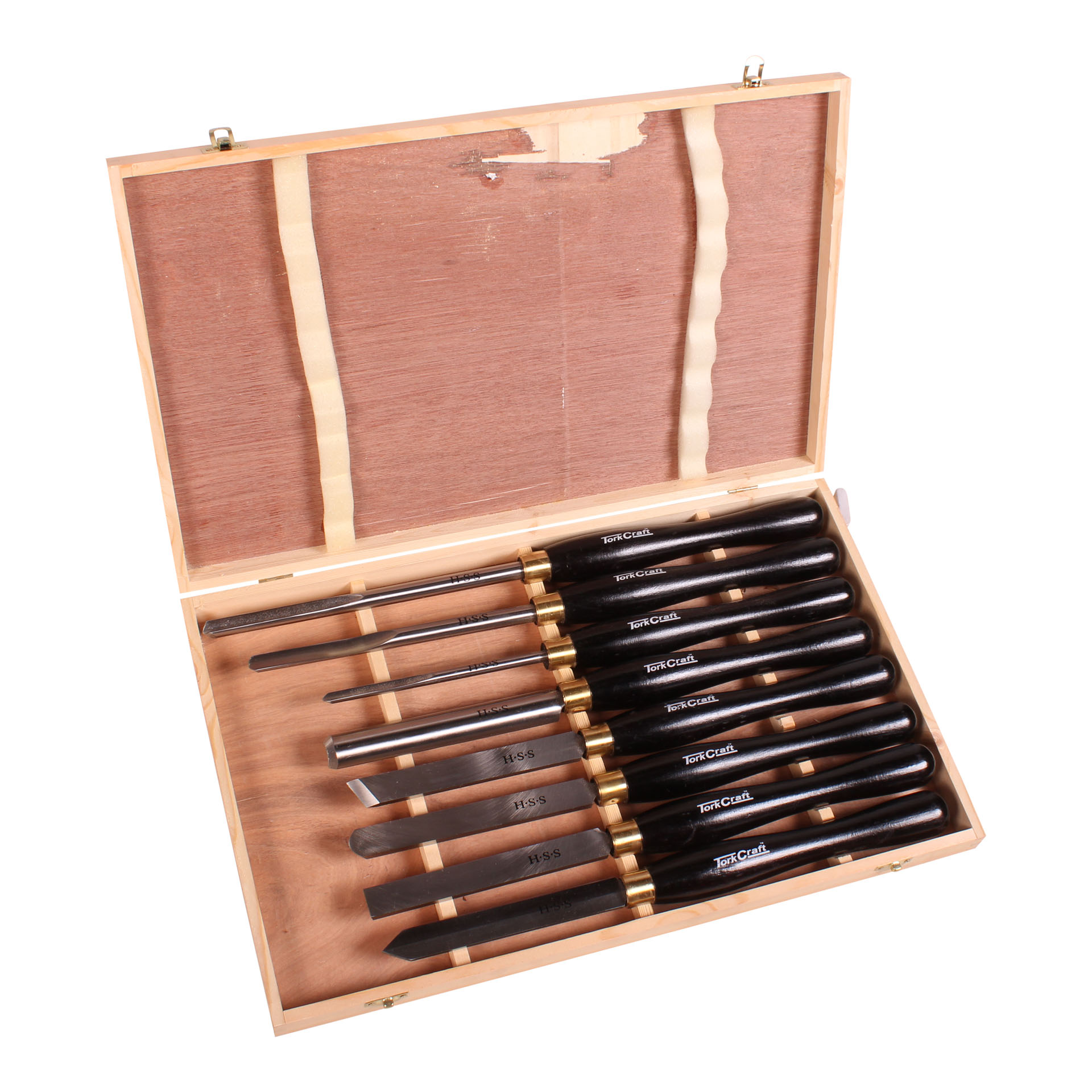 TORK CRAFT 9 PCS Wood Turning Chisel Set HSS in Case