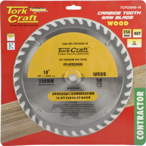 TORK CRAFT Carbide Tooth Contractors Saw Blade 250 MM x 40T x 16 MM
