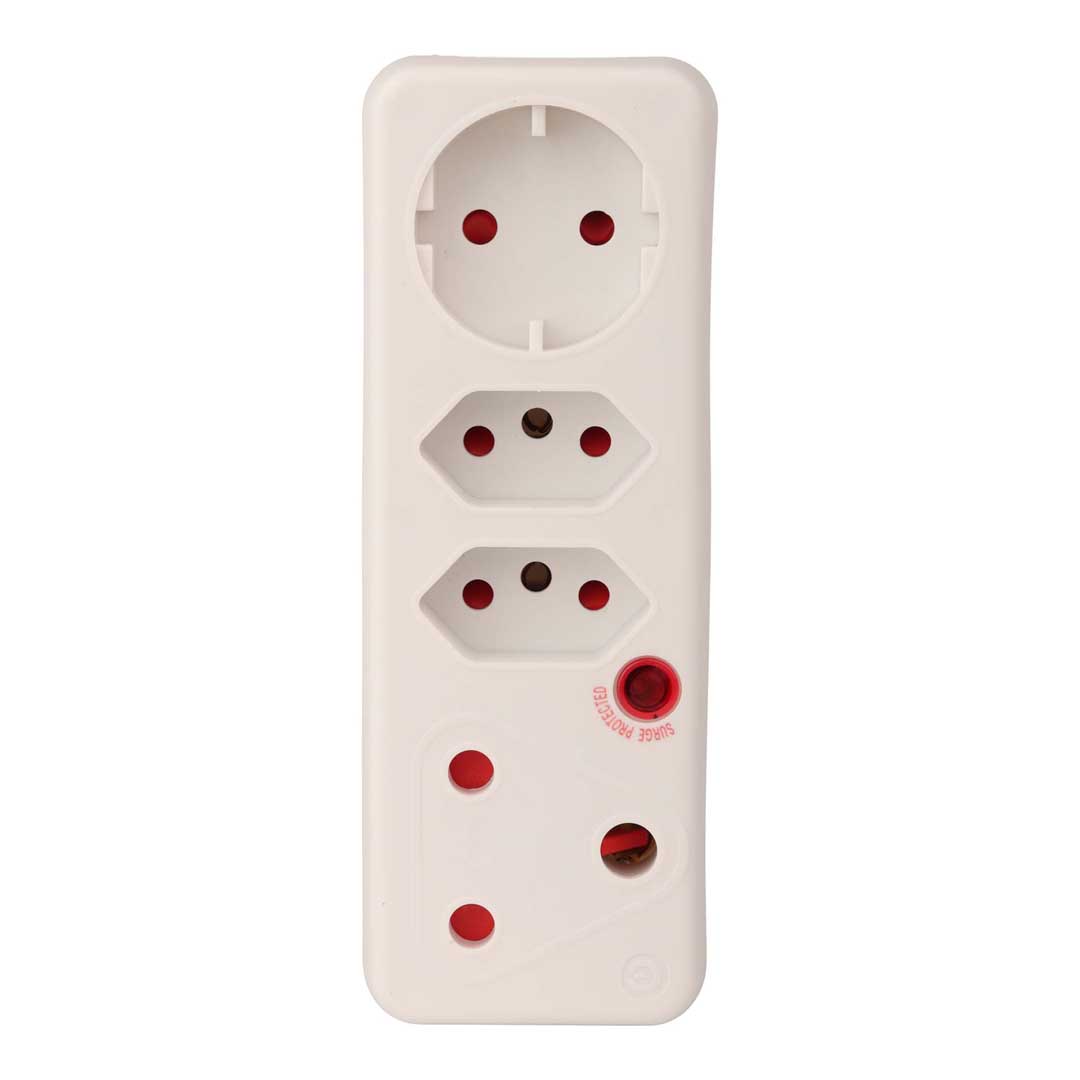 SWITCHED 4-Way Medium Surge Adaptor with Schuko – White