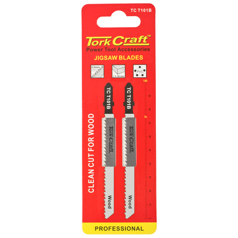 TORK CRAFT T-Shank Jigsaw Blades for Wood 2 PCS (100 MM 10 TPI)