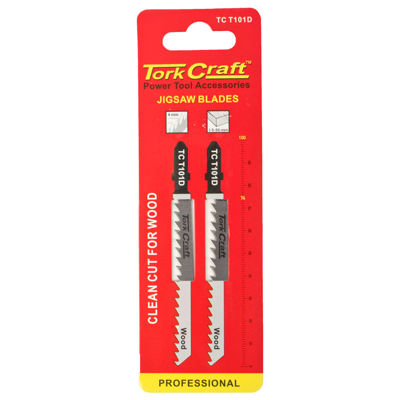 TORK CRAFT T-Shank Jigsaw Blades for Wood 2 PCS (100 MM 6 TPI)