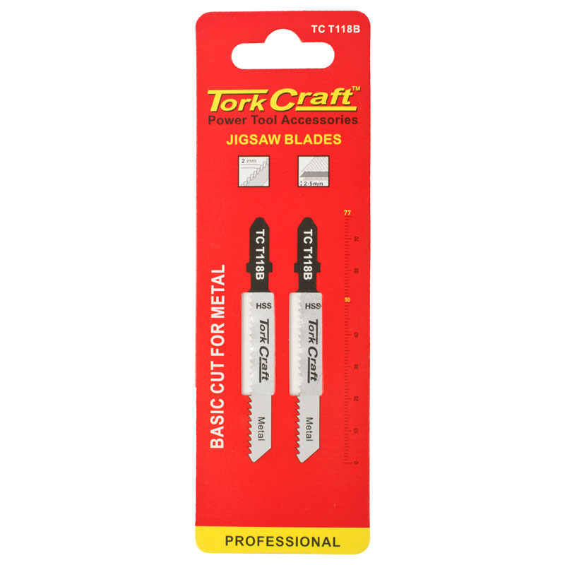 TORK CRAFT T-Shank Jigsaw Blades for Metal 2 PCS (77 MM 12 TPI)