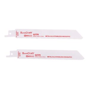 TorkCraft Sabre Saw Blade 150 x 2.5mm 10TPI Wood, Metal, PVC, Al 2pc
