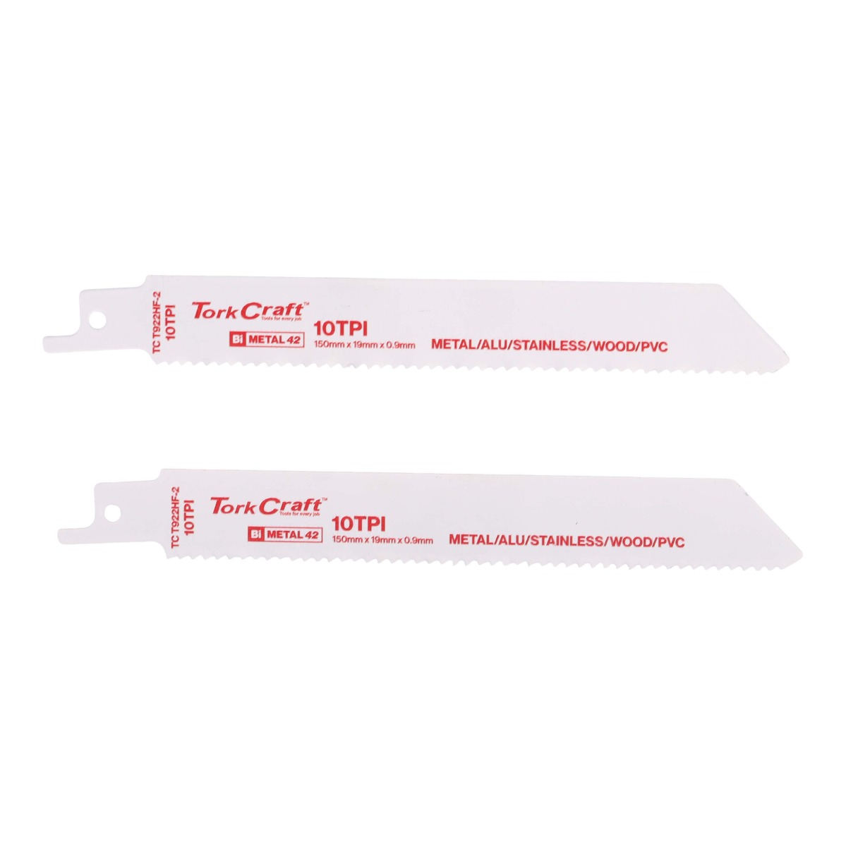 TorkCraft Sabre Saw Blade 150 x 2.5mm 10TPI Wood, Metal, PVC, Al 2pc